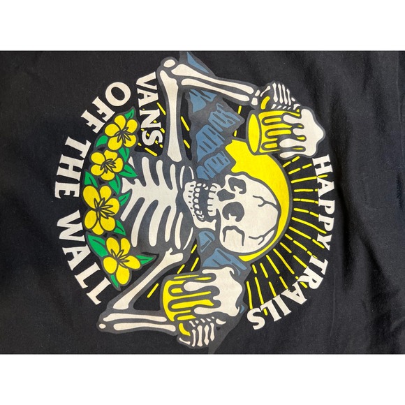 Vans Happy Trails Skeleton Hoodie Mens Medium Black Graphic Sweatshirt Good - Picture 7 of 7